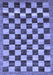 Machine Washable Checkered Blue Modern Rug, wshabs187blu