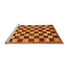 Sideview of Machine Washable Checkered Orange Modern Area Rugs, wshabs187org