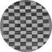 Round Checkered Gray Modern Rug, abs187gry