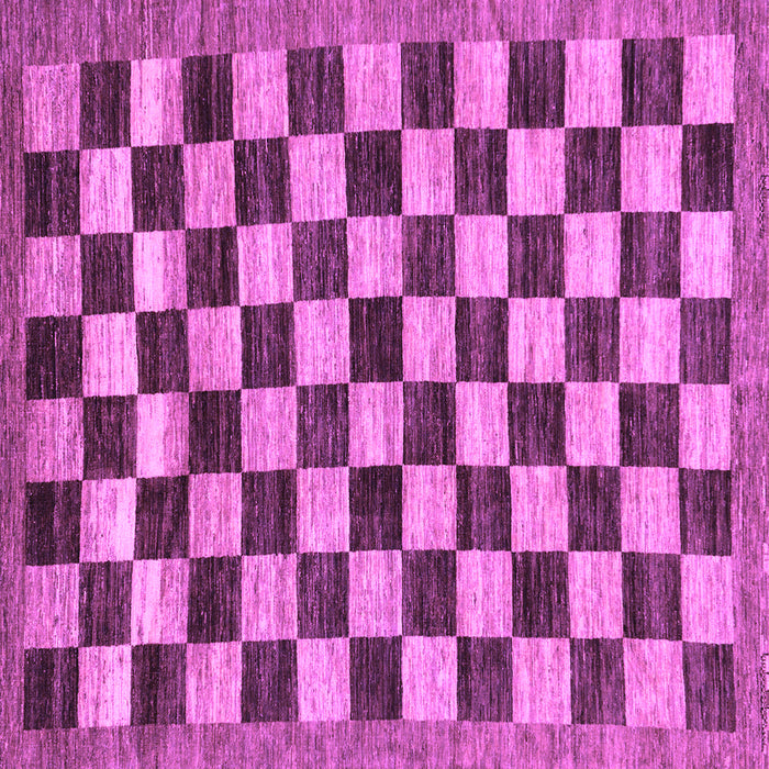 Square Machine Washable Checkered Purple Modern Area Rugs, wshabs187pur