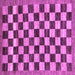 Square Machine Washable Checkered Purple Modern Area Rugs, wshabs187pur