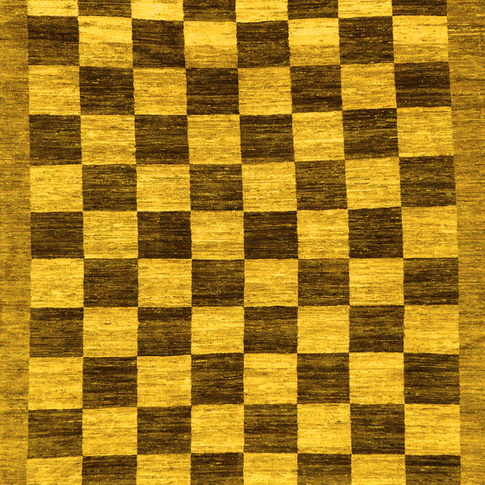 Machine Washable Checkered Yellow Modern Rug, wshabs187yw