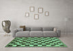 Machine Washable Checkered Turquoise Modern Area Rugs in a Living Room,, wshabs187turq
