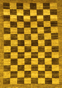 Checkered Yellow Modern Rug, abs187yw