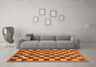 Machine Washable Checkered Orange Modern Area Rugs in a Living Room, wshabs187org
