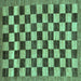 Square Machine Washable Checkered Turquoise Modern Area Rugs, wshabs187turq