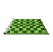 Sideview of Machine Washable Checkered Green Modern Area Rugs, wshabs187grn