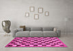 Machine Washable Checkered Pink Modern Rug in a Living Room, wshabs187pnk