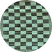 Round Checkered Light Blue Modern Rug, abs187lblu