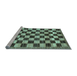 Sideview of Machine Washable Checkered Light Blue Modern Rug, wshabs187lblu