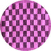 Round Checkered Purple Modern Rug, abs187pur