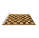 Sideview of Machine Washable Checkered Brown Modern Rug, wshabs187brn