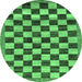 Round Checkered Emerald Green Modern Rug, abs187emgrn