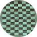 Round Machine Washable Checkered Light Blue Modern Rug, wshabs187lblu