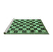 Sideview of Machine Washable Checkered Turquoise Modern Area Rugs, wshabs187turq