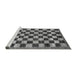 Sideview of Machine Washable Checkered Gray Modern Rug, wshabs187gry