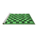 Sideview of Machine Washable Checkered Emerald Green Modern Area Rugs, wshabs187emgrn