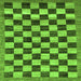 Square Machine Washable Checkered Green Modern Area Rugs, wshabs187grn