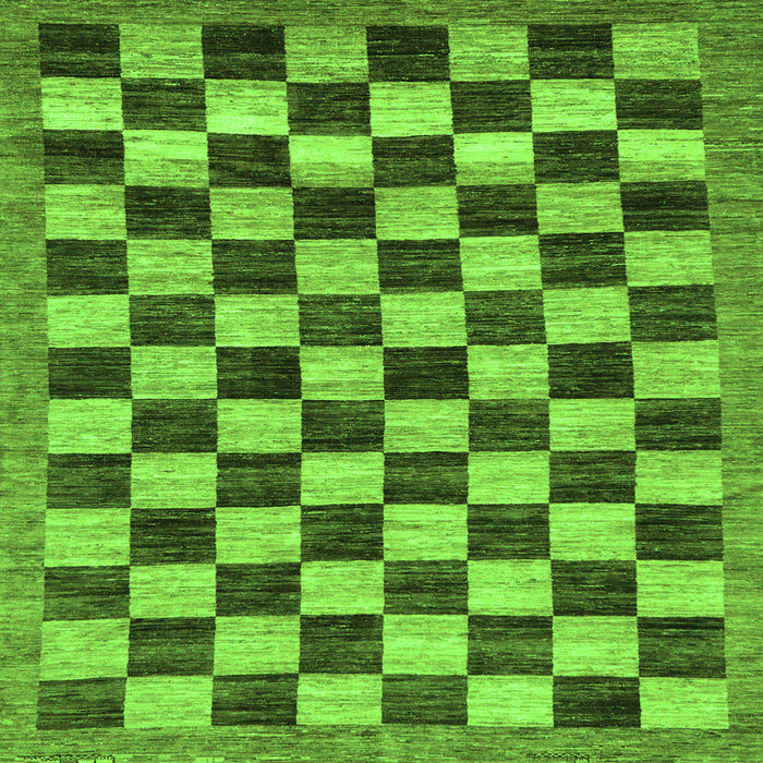 Square Checkered Green Modern Rug, abs187grn