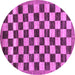 Round Machine Washable Checkered Purple Modern Area Rugs, wshabs187pur