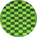 Round Checkered Green Modern Rug, abs187grn