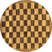 Round Checkered Brown Modern Rug, abs187brn