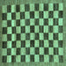 Square Checkered Turquoise Modern Rug, abs187turq