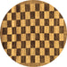 Round Machine Washable Checkered Brown Modern Rug, wshabs187brn
