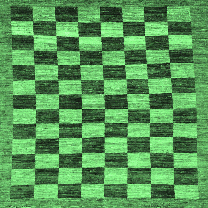 Square Checkered Emerald Green Modern Rug, abs187emgrn