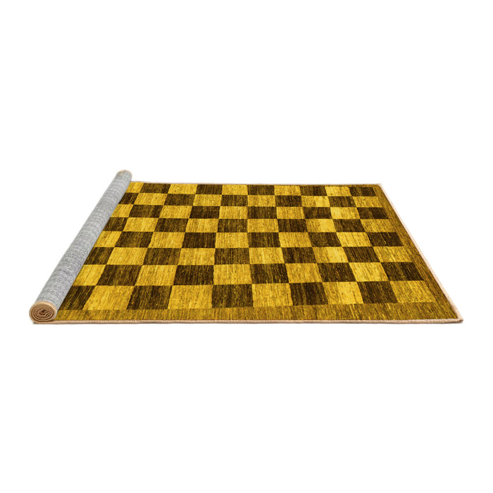 Sideview of Machine Washable Checkered Yellow Modern Rug, wshabs187yw
