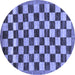 Round Checkered Blue Modern Rug, abs187blu