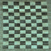 Square Machine Washable Checkered Light Blue Modern Rug, wshabs187lblu