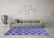 Machine Washable Checkered Blue Modern Rug in a Living Room, wshabs187blu