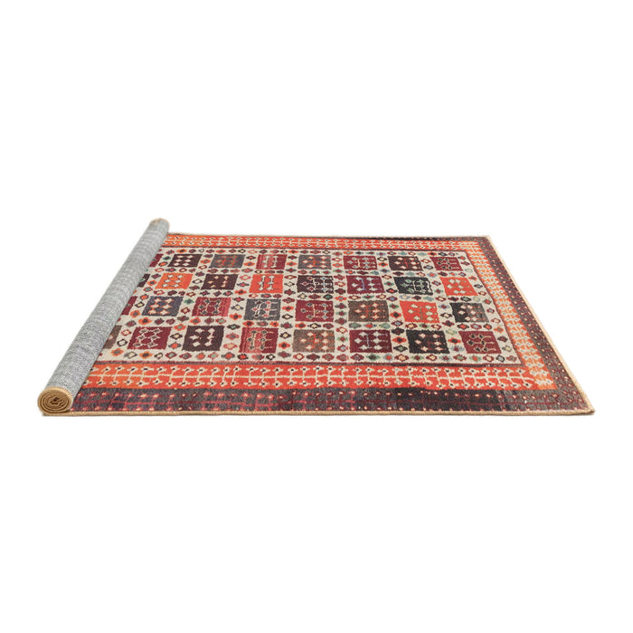 Sideview of Machine Washable Abstract Brown Sugar Brown Rug, wshabs1880