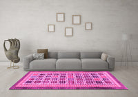 Machine Washable Abstract Pink Modern Rug, wshabs1880pnk