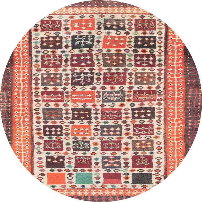 Round Abstract Brown Modern Rug, abs1880