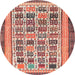 Round Abstract Brown Modern Rug, abs1880