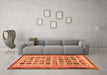 Machine Washable Abstract Orange Modern Area Rugs in a Living Room, wshabs1880org