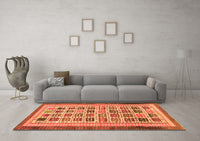 Machine Washable Abstract Orange Modern Rug, wshabs1880org