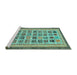 Sideview of Machine Washable Abstract Turquoise Modern Area Rugs, wshabs1880turq