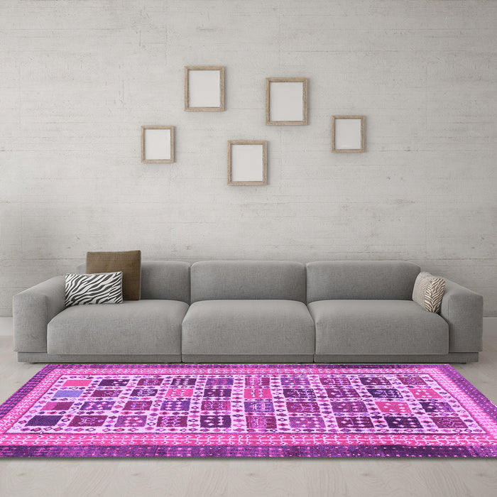 Machine Washable Abstract Purple Modern Area Rugs in a Living Room, wshabs1880pur