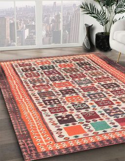 Abstract Brown Modern Rug in Family Room, abs1880