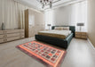 Machine Washable Abstract Brown Sugar Brown Rug in a Bedroom, wshabs1880