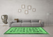 Machine Washable Abstract Emerald Green Modern Area Rugs in a Living Room,, wshabs1880emgrn