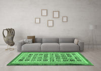 Machine Washable Abstract Emerald Green Modern Rug, wshabs1880emgrn