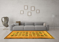 Machine Washable Abstract Yellow Modern Rug, wshabs1880yw