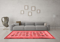 Machine Washable Abstract Red Modern Rug, wshabs1880red