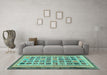 Machine Washable Abstract Turquoise Modern Area Rugs in a Living Room,, wshabs1880turq