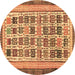 Round Abstract Brown Modern Rug, abs1880brn