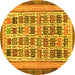 Round Abstract Yellow Modern Rug, abs1880yw